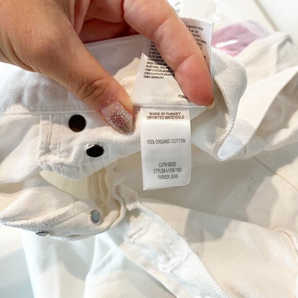 Agolde Parker High Rise Button Fly Crop Straight Leg Jeans White 27 / 4 - Picture 7 of 10